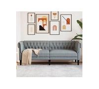 vidaXL Canapé Chesterfield 3 places avec chaise, accoudoirs et dossier, moderne – Tissu gris clair