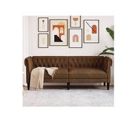vidaXL Canapé Chesterfield 3 places - Marron Tissu