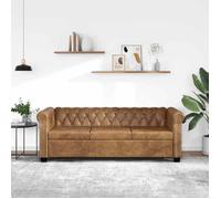 Canapé Chesterfield 3 places - vidaXL - Cuir artificiel - Brun - Facile à nettoyer