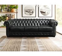 Canapé chesterfield 4 places BRENTON 100% cuir de buffle - Vert empire