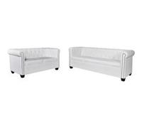 Canapé Chesterfield à 2 places et à 3 places blanc Blanc G