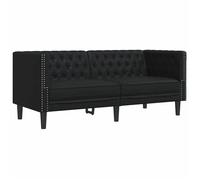 Canapé Noir PVC Canapé de salon Assise Chesterfield Salon stylé Tissu vidaXL vid