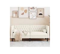 vidaXL Canapé Chesterfield avec traversins 2 places crème velours