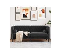 vidaXL Canapé Chesterfield avec traversins 2 Places Noir Velours, canapé, canapé rembourré, canapé à 2 Places, Causeuse, siège de Salon