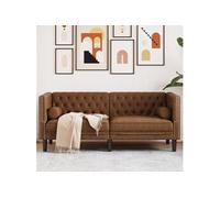 Vidaxl Canapé Chesterfield Avec Traversins 2 Places Similicuir Daim