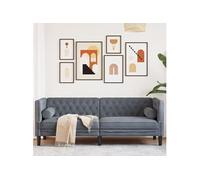 vidaXL Canapé Chesterfield 3 places avec traversins – velours gris foncé