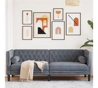 Canapé Chesterfield avec traversins 3 places gris foncé velours Gris foncé G