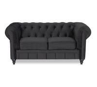 INTENSE DECO Canapé Chesterfield Velours 2 Places Altesse Noir