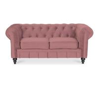 Canapé Chesterfield Velours 2 Places Altesse Vieux Rose