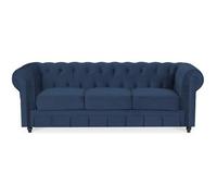 Canape Chesterfield Velours 3 Places Altesse Bleu foncé
