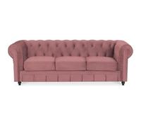 INTENSE DECO Canape Chesterfield Velours 3 Places Altesse Vieux Rose
