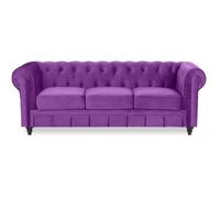 Canape Chesterfield Velours 3 Places Altesse Violet