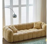 Canapé Citrouille crème Vintage, Tissu Chenille Petit Espace Droit | Tissu chenille, mousse haute densité, inclinable sans cadre, modulable petit espace, crème vintage(220*98*70)