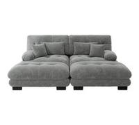 Canapé Cloud, canapé deux places, UWOT, avec 2 coussins lombaires et 2 coussins décoratifs, plus 2 repose-pieds, canapé rembourré, gris Gris