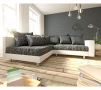 Canapé Clovis blanc noir accoudoir ottoman gauche canapé module