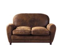 Canapé club 2 places en microsuède marron 142x84x92cm Marron