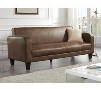 Canapé club 3 places convertible INICIO en microfibre aspect cuir vieilli