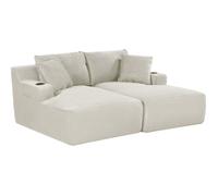 Canapé compressé modulable - 2 places - MARTY - Tissu Beige crème - Rangement & Porte-verres - 180 x 157 x 88 cm