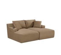 Canapé compressé modulable - 2 places - MARTY - Tissu Camel - Rangement & Porte-verres - 180 x 157 x 88 cm