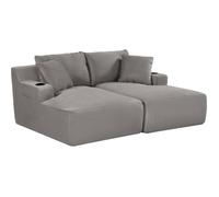 Canapé compressé modulable - 2 places - MARTY - Tissu Gris clair - Rangement & Porte-verres - 180 x 157 x 88 cm