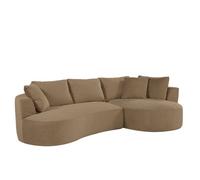 Canapé compressé modulable - 3/4 places - ADÈLE - Tissu Camel - Avec design courbes - 307 x 167 x 90 cm