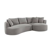 Canapé compressé modulable - 3/4 places - ADÈLE - Tissu Gris clair - Avec design courbes - 307 x 167 x 90 cm