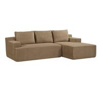 Canapé compressé modulable - 3/4 places - MARIE - Tissu Camel - Rangements - 244 x 156 x 85 cm