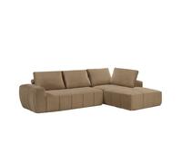 Canapé compressé modulable - 3 places - FLAVIE - Tissu Camel - 283 x 193 x 86 cm