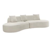 Canapé compressé modulable - 4 places - HARRY - Tissu Beige crème - 313 x 134 x 75 cm