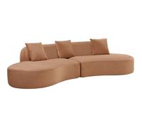 Canapé compressé modulable - 4 places - HARRY - Tissu Brun noisette - 313 x 134 x 75 cm