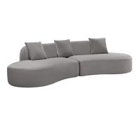 Canapé compressé modulable - 4 places - HARRY - Tissu Gris clair - 313 x 134 x 75 cm