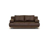 Canapé convertible - 3 places - MIKA - Tissu vintage simili cuir - Coffre de rangement - 192 x 84 x 93 cm