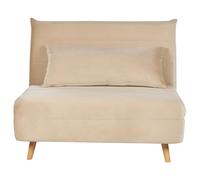 Canapé Convertible 1 Place en Velours Beige Rembourrage en Mousse Clic-clac Sett