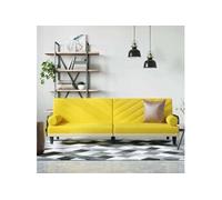 Canape convertible 1 places en tissu jaune 89 x 205 x 70 cm