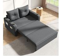Canapé convertible - 131 x 81 x 94 cm - Gris - ports USB/Type-C - structure extensible