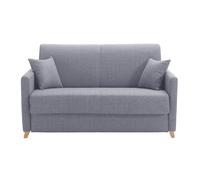 Canapé convertible 2-3 places en tissu gris et bois clair avec matelas 13 cm SKANDY