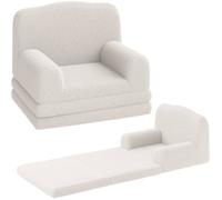 Canapé Convertible 2 En 1 Pour Enfants : Fauteuil Et Lit Pliant En Mousse. Tissu Sherpa Doux-BLANC
