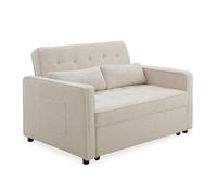 Canapé Convertible 2 Places Bouclette ""Léa"" 133cm Beige