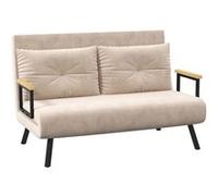 Canapé convertible 2 places canapé-lit dossier réglable 5 niv. 2 coussins revêtement effet velours beige Beige G