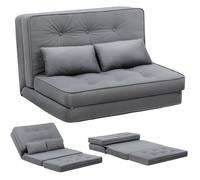 Canapé Convertible 2 Places, Chauffeuse avec Coussins Confortable, canapé lit Pliant,Gris