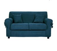 Canapé convertible 2 places en tissu déhoussable 150 cm VERONA coloris uni bleu sarcelle