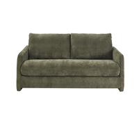 Canapé convertible 2 places en tissu effet velours texturé vert kaki PAULIN