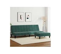 Canape convertible 2 places en velours vert 77 x 200 x 69 cm