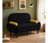 Canapé convertible 2 places EVRYAE 180 x 118 cm avec rangement dossier réglable tissu côtelé noir