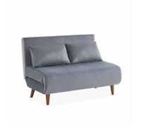 Canapé convertible 2 places gris foncé - Guesta - pieds bois. banquette. dossier inclinable