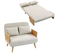 HOMCOM Canapé Convertible 2 Places Canapé-Lit 3 en 1 Chenille 103 cm Crème