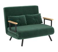 Canapé convertible 2 places HOMCOM - dossier réglable à 5 niveaux et 2 coussins - tissu effet velours - 102 x 73 x 81 cm - vert