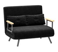 Canapé convertible 2 places HOMCOM - dossier réglable à 5 niveaux et 2 coussins - tissu effet velours - 102 x 73 x 81 cm - noir