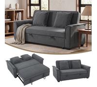 Canapé convertible 2 places - HOMCOM - dossier réglable - ressorts ensachés - 2 coussins - chenille - 168x85x86cm - gris foncé