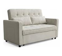 Menzzo Canapé Convertible 2 Places KOMARIA en Velours côtelé Taupe Clair - Petit canapé lit Design Moderne et cocooning - Couchage d’appoint Compact pour Studio et Salon